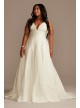 Floral Jacquard V-Neck Plus Size Wedding Dress DB Studio 9WG4012DB