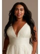 Floral Jacquard V-Neck Plus Size Wedding Dress DB Studio 9WG4012DB