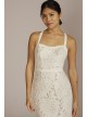 Floral Lace Halter Sheath Tall Wedding Gown DB Studio 4XLWG4055