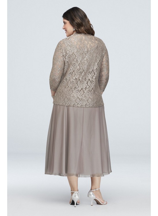 Floral Lace Plus Size Dress with 3/4 Sleeve Jacket Alex Evenings 41220731