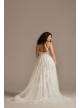 Floral Open Back Bodysuit Plus Size Wedding Dress  9MBSWG841