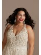 Floral Open Back Bodysuit Plus Size Wedding Dress  9MBSWG841