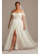 Floral Plus Size Wedding Dress with Swag Sleeves  9SWG834