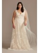 Floral Plus Size Wedding Dress with Veiled Train Melissa Sweet 8MS251228