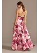 Floral Print Strapless Satin Gown with Pockets Speechless X39602DQA62