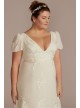 Floral Puff Sleeve V-Neck Tall Plus Wedding Gown DB Studio 4XL9WG4052