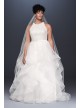 Floral Sequin Tiered Plus Size Wedding Dress  Collection 9V3901