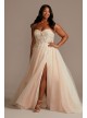 Floral Tall Plus Wedding Dress with Metallic Tulle  4XL9SWG871