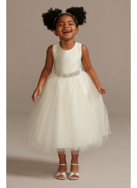 Flower Girl Dress with Tulle and Ribbon Waist  OP218