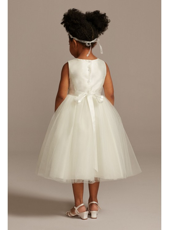 Flower Girl Dress with Tulle and Ribbon Waist  OP218