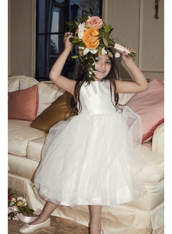 Flower Girl Dress with Tulle and Ribbon Waist  OP218