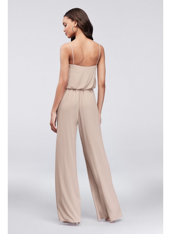 Flowy Wide-Leg Georgette Bridesmaid Jumpsuit  F19790