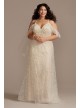 Flutter Sleeve 3D Floral Plus Size Wedding Dress Melissa Sweet 8MS251244