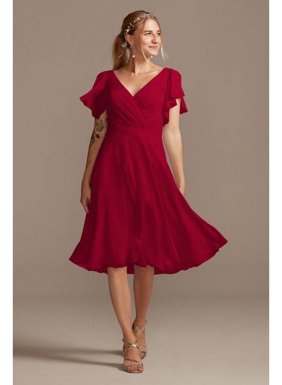 Flutter Sleeve Chiffon Short Bridesmaid Dress  F20241