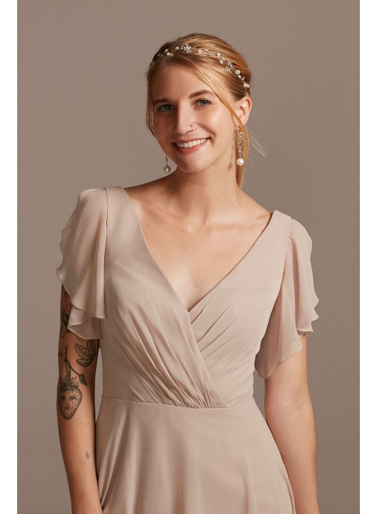 Flutter Sleeve Chiffon Short Bridesmaid Dress  F20241