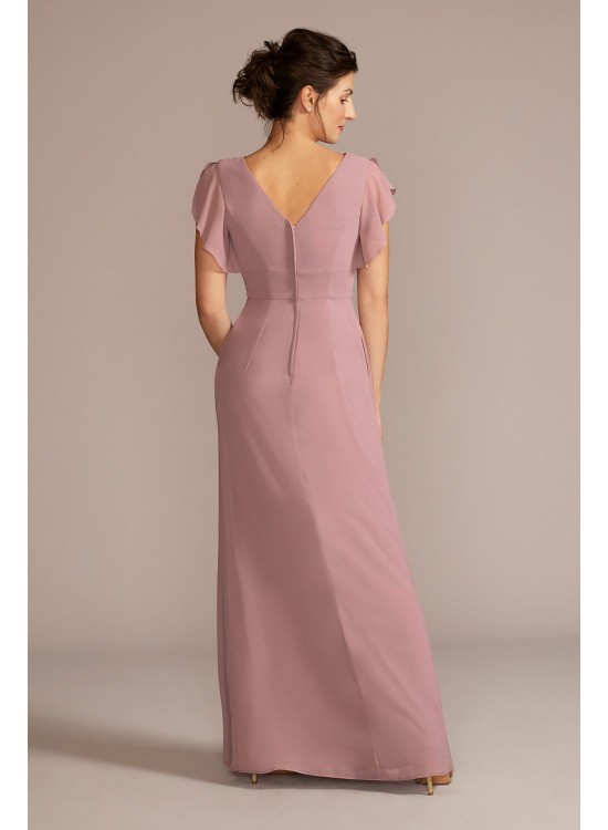 Flutter Sleeve Chiffon V-Neck Bridesmaid Dress David&#039;s Bridal F20506