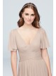 Flutter Sleeve Crisscross Mesh Bridesmaid Dress  F19933