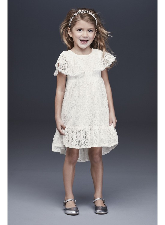 Flutter Sleeve Flower Girl Dress with Ruffle Hem  WG1399