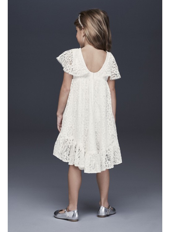 Flutter Sleeve Flower Girl Dress with Ruffle Hem  WG1399