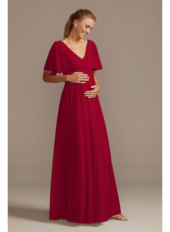 Flutter Sleeve Mesh Maternity Bridesmaid Dress  F20167