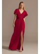 Flutter Sleeve V-Neck Charmeuse Bridesmaid Dress  F20347