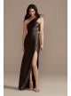 Foiled Metallic One-Shoulder Dress with Slit Aidan Maddox MN1E205039