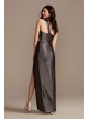 Foiled Metallic One-Shoulder Dress with Slit Aidan Maddox MN1E205039