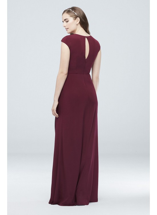 Gathered Jersey V-Neck Dress with Keyhole Back DB Studio DS270006