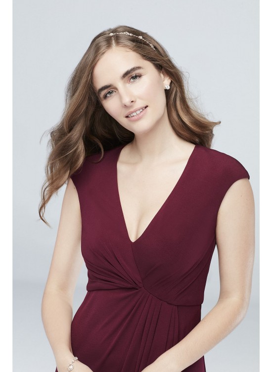 Gathered Jersey V-Neck Dress with Keyhole Back DB Studio DS270006