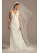 Geometric Beaded Illusion Plunge Wedding Dress  SWG873