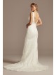 Geometric Beaded Illusion Plunge Wedding Dress  SWG873