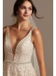 Geometric Sequin Plunge Petite Wedding Dress  7SWG863