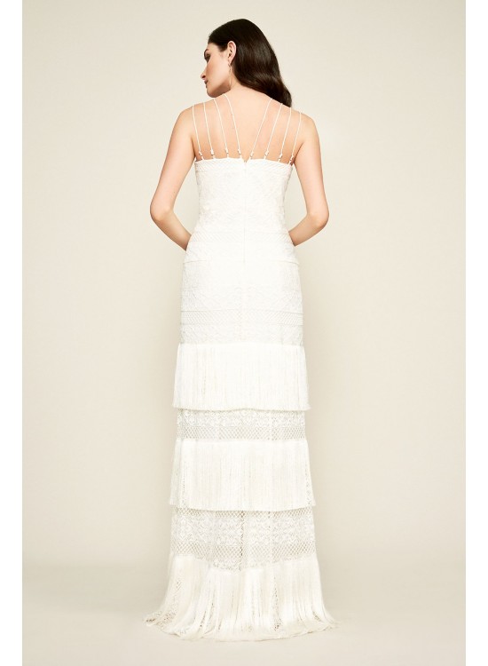 Giovanni Fringed Wedding Dress Tadashi Shoji AWZ17393LBR