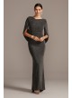 Glitter Accent Drape Sleeve Stretch Sheath Dress Betsy and Adam A21447