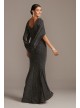 Glitter Accent Drape Sleeve Stretch Sheath Dress Betsy and Adam A21447