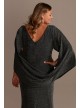 Glitter Drape Sleeve Stretch Plus Size Sheath Betsy and Adam A21447W