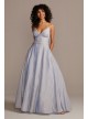 Glitter Iridescent Spaghetti Strap Ball Gown Betsy and Adam A22800