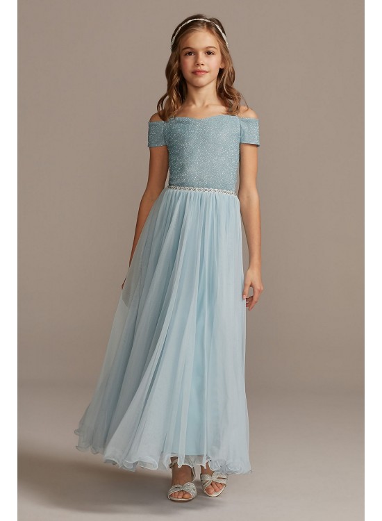 Glitter Knit Off-the-Shoulder Flower Girl Dress Speechless SC678D01J735