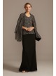 Glitter Knit Zigzag Open Jacket and Dress Set Onyx 650730