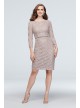 Glitter Lace 3/4-Sleeve Cocktail Dress with Belt Cachet 60427D