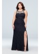 Glitter Lace Plus-Size Gown with Geometric Neck City Triangles 3930SE3W