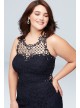 Glitter Lace Plus-Size Gown with Geometric Neck City Triangles 3930SE3W