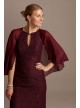 Glitter Lace Sheath Dress with Cape Sleeves  WBM2132