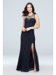 Glitter Lace Sheath Gown with Geometric Neckline City Triangles 3930SE3B