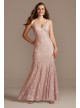 Glitter Lace Spaghetti Strap Godet Gown Morgan and Co 12832