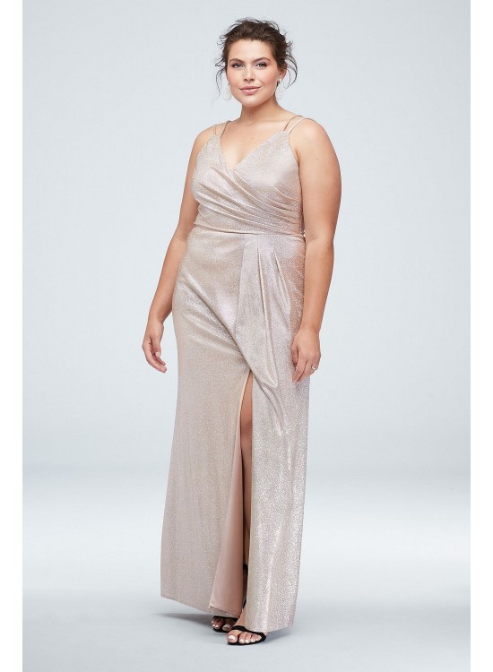 Glitter Metallic Double Strap Plus Size Gown Morgan and Co 21882DW