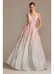 Glitter Ombre Deep-V Gown with Crystal Belt Night Studio 2318D