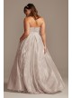 Glitter Strapless Plus Size Gown with Plunge Betsy and Adam A23053W