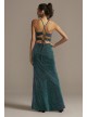 Glittery High Neck Mermaid Gown with Lace-Up Back Morgan and Co 12720