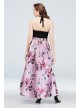 Halter Nigh-Neck Gown with Floral High-Low Hem Ignite 7159216